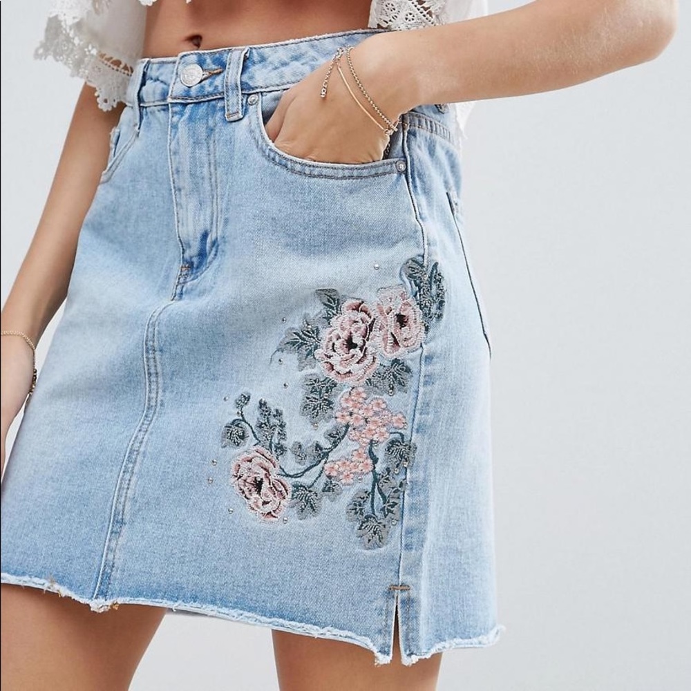 New Look Embroidered Stud Skirt